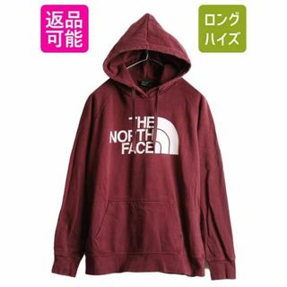 ザノースフェイス(THE NORTH FACE)のノースフェイス プリント スウェット パーカー L 裏起毛 アウトドア エンジ(パーカー)