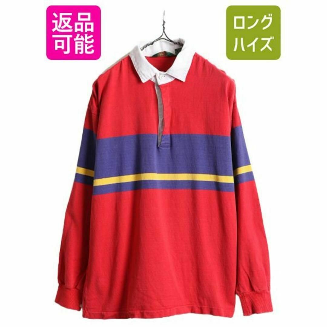 90s J CREW ボーダー 長袖 ラガー シャツ M ラグビー ジェイクルー