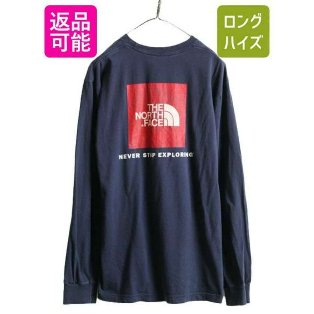 THE NORTH FACE(ザノースフェイス)のノースフェイス 両面 プリント 長袖 Tシャツ M アウトドア ロンT 紺 ロゴ メンズのトップス(Tシャツ/カットソー(七分/長袖))の商品写真