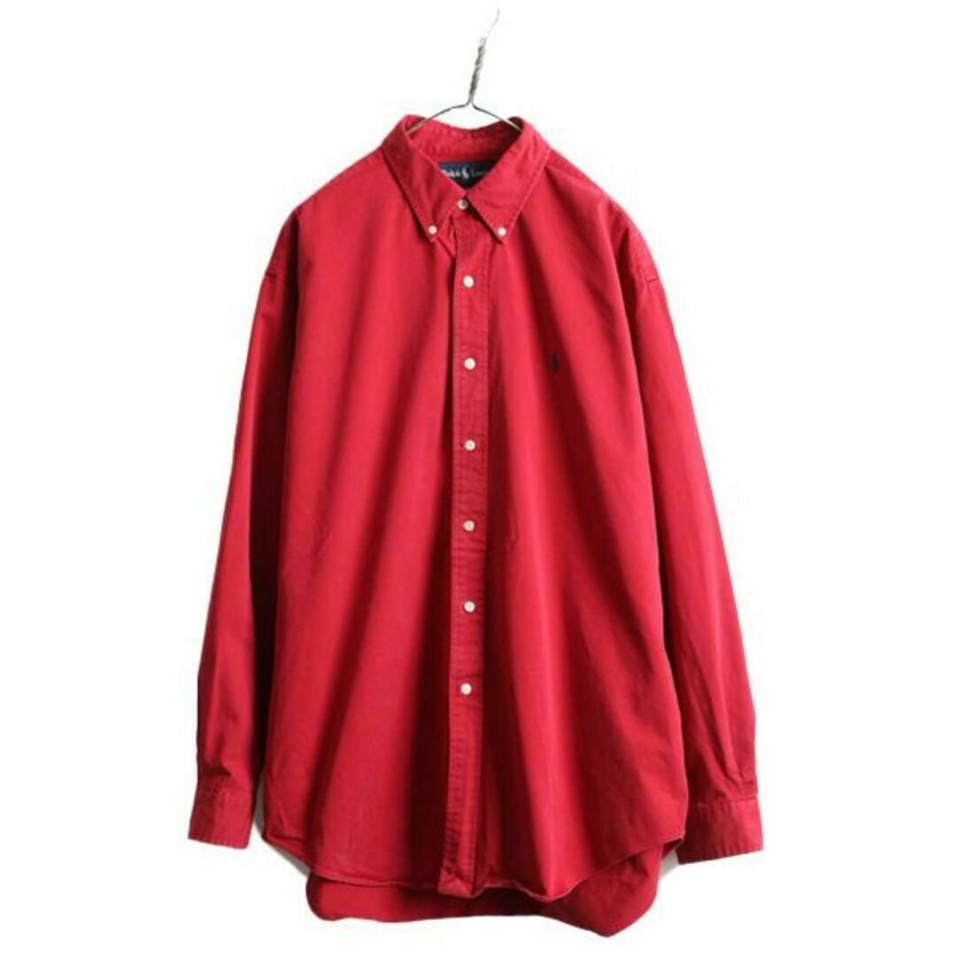 Ralph Lauren(ラルフローレン)の90s ラルフローレン コットン 長袖 ボタンダウン シャツ L BLAKE 赤 メンズのトップス(シャツ)の商品写真