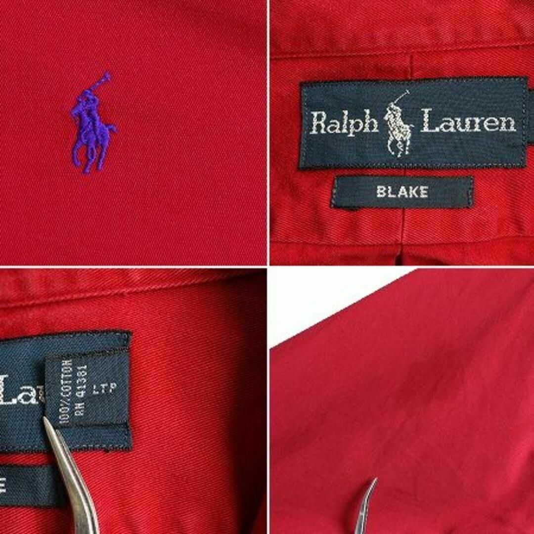 Ralph Lauren(ラルフローレン)の90s ラルフローレン コットン 長袖 ボタンダウン シャツ L BLAKE 赤 メンズのトップス(シャツ)の商品写真