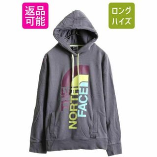 ザノースフェイス(THE NORTH FACE)のノースフェイス プリント スウェット パーカー L プルオーバー 裏起毛 紫(パーカー)