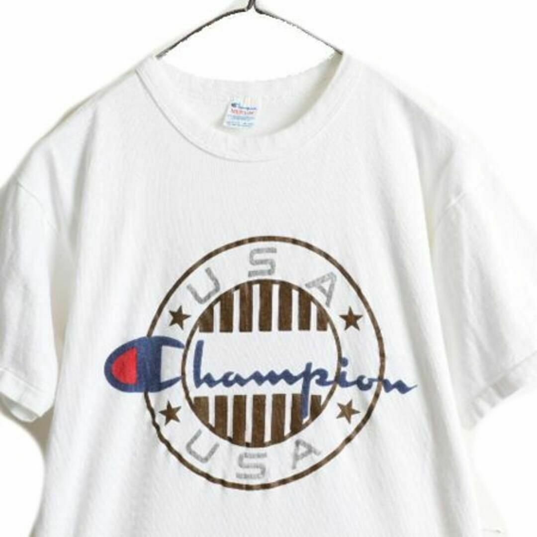 Champion(チャンピオン)の80s USA製 チャンピオン 100% コットン プリント Tシャツ M 白 メンズのトップス(Tシャツ/カットソー(半袖/袖なし))の商品写真