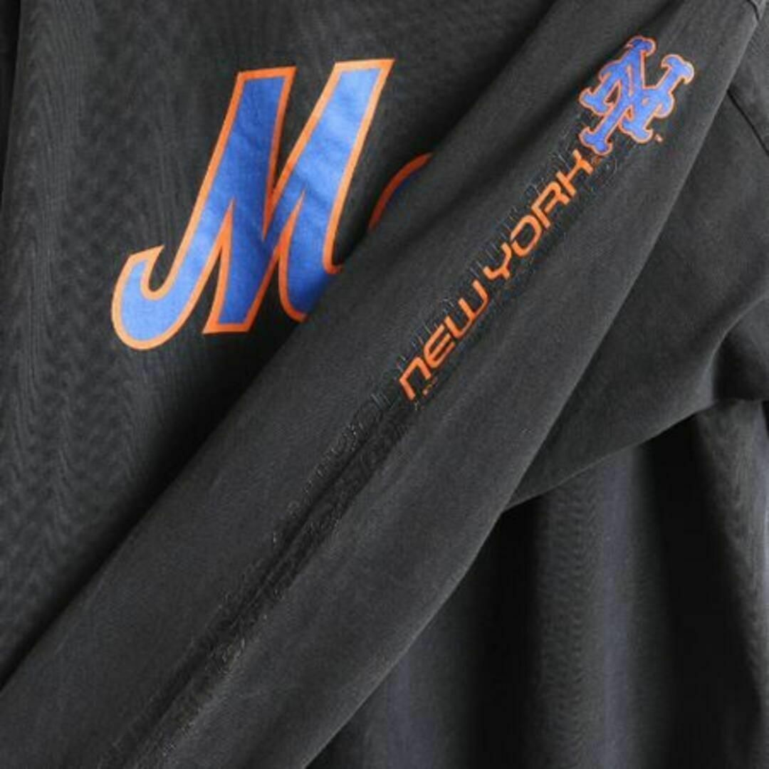 00s ナイキ MLB オフィシャル メッツ プリント 長袖 Tシャツ L 黒Tシャツ/カットソー(七分/長袖)