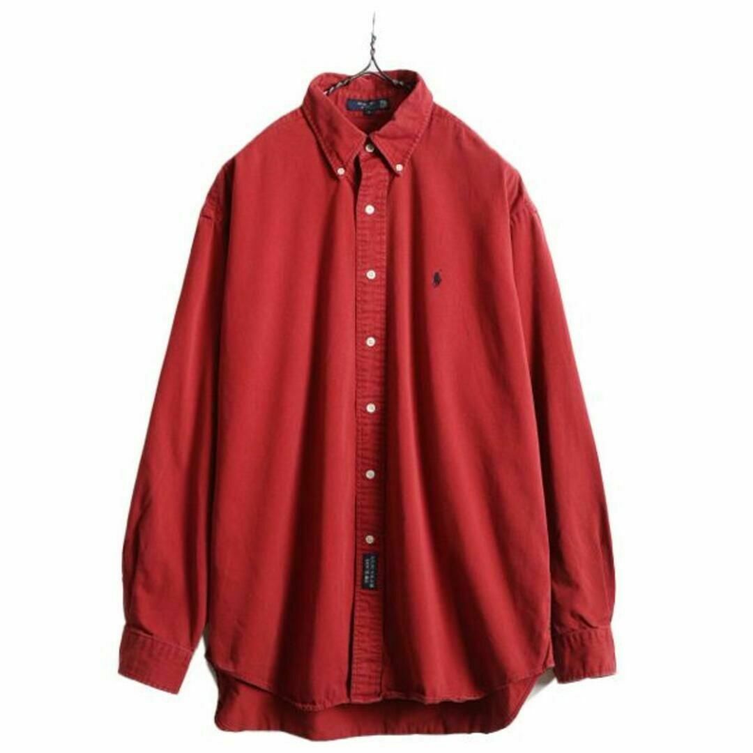 Ralph Lauren(ラルフローレン)の90s ラルフローレン コットン 長袖 ボタンダウンシャツ L BLAIRE 赤 メンズのトップス(シャツ)の商品写真