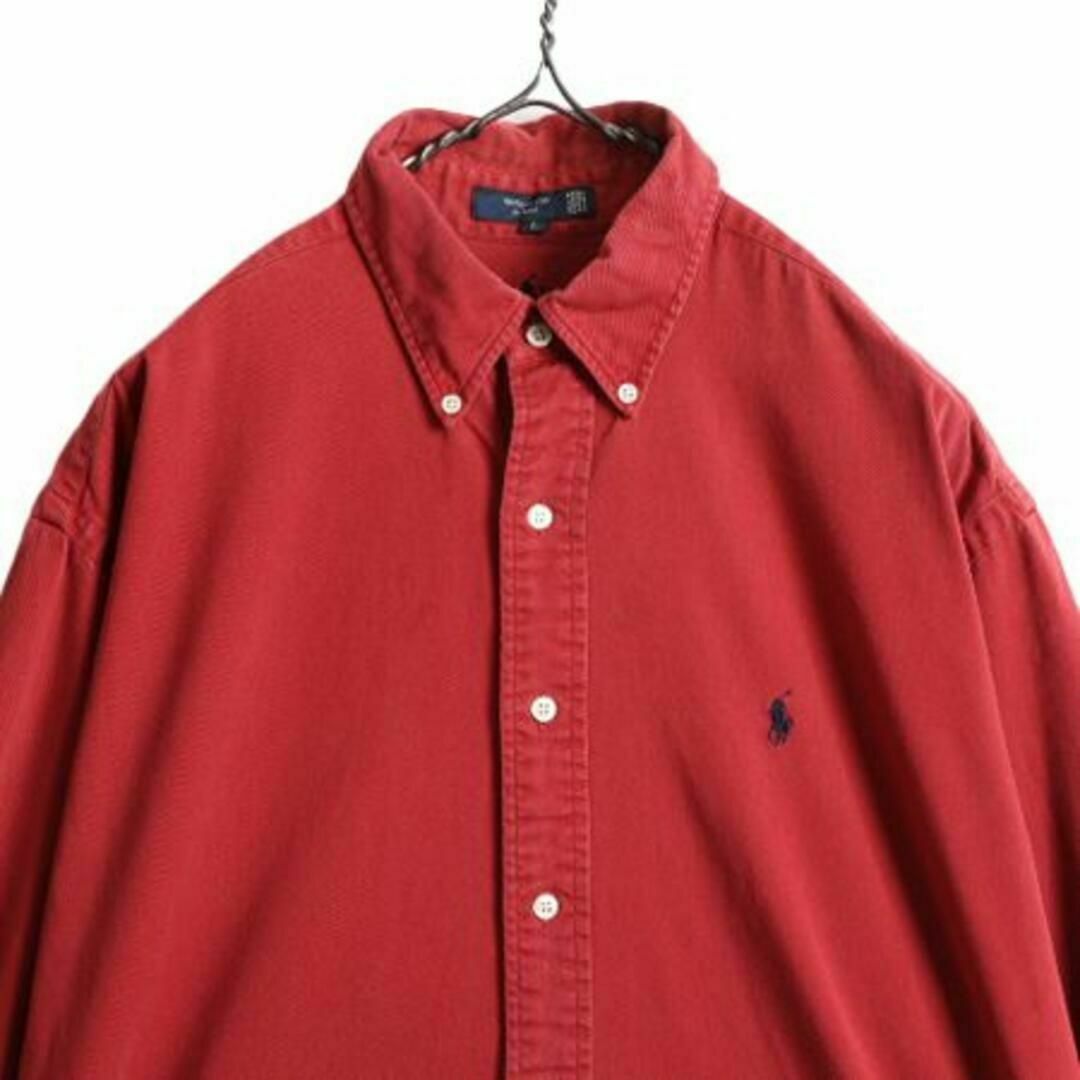 Ralph Lauren(ラルフローレン)の90s ラルフローレン コットン 長袖 ボタンダウンシャツ L BLAIRE 赤 メンズのトップス(シャツ)の商品写真