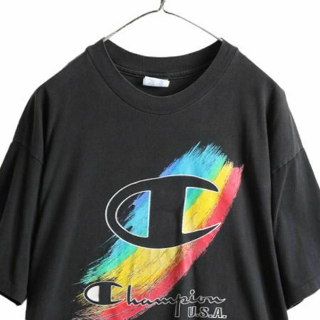 Champion(チャンピオン)の90s USA製 チャンピオン プリント 半袖Tシャツ XL ヘビーウェイト 黒 メンズのトップス(Tシャツ/カットソー(半袖/袖なし))の商品写真