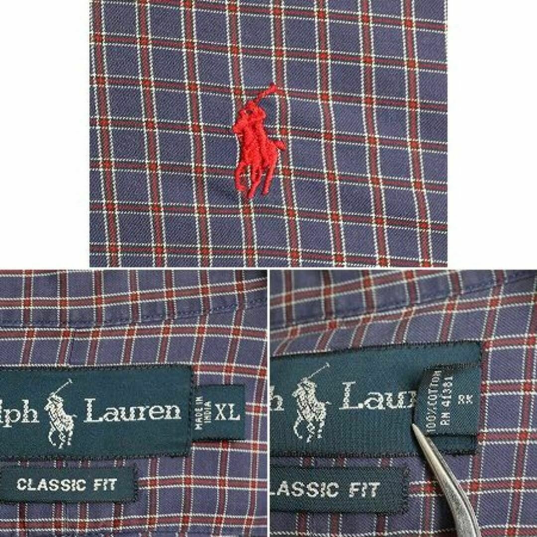 Ralph Lauren(ラルフローレン)の90s ラルフローレン チェック 長袖 ボタンダウン シャツ XL ポロ 総柄 メンズのトップス(シャツ)の商品写真