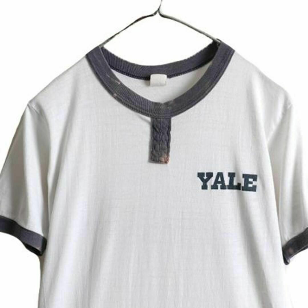 70s 80s YALE カレッジ プリント チョコチン リンガー Tシャツ M 2