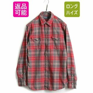 ラルフローレン(Ralph Lauren)の90s ポロ ラルフローレン チェック 長袖 フランネル ウエスタン シャツ M(シャツ)