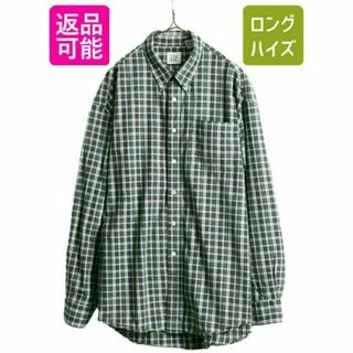 00s OLD GAP チェック 長袖 ボタンダウンシャツ L  紺タグ 旧タグ(シャツ)