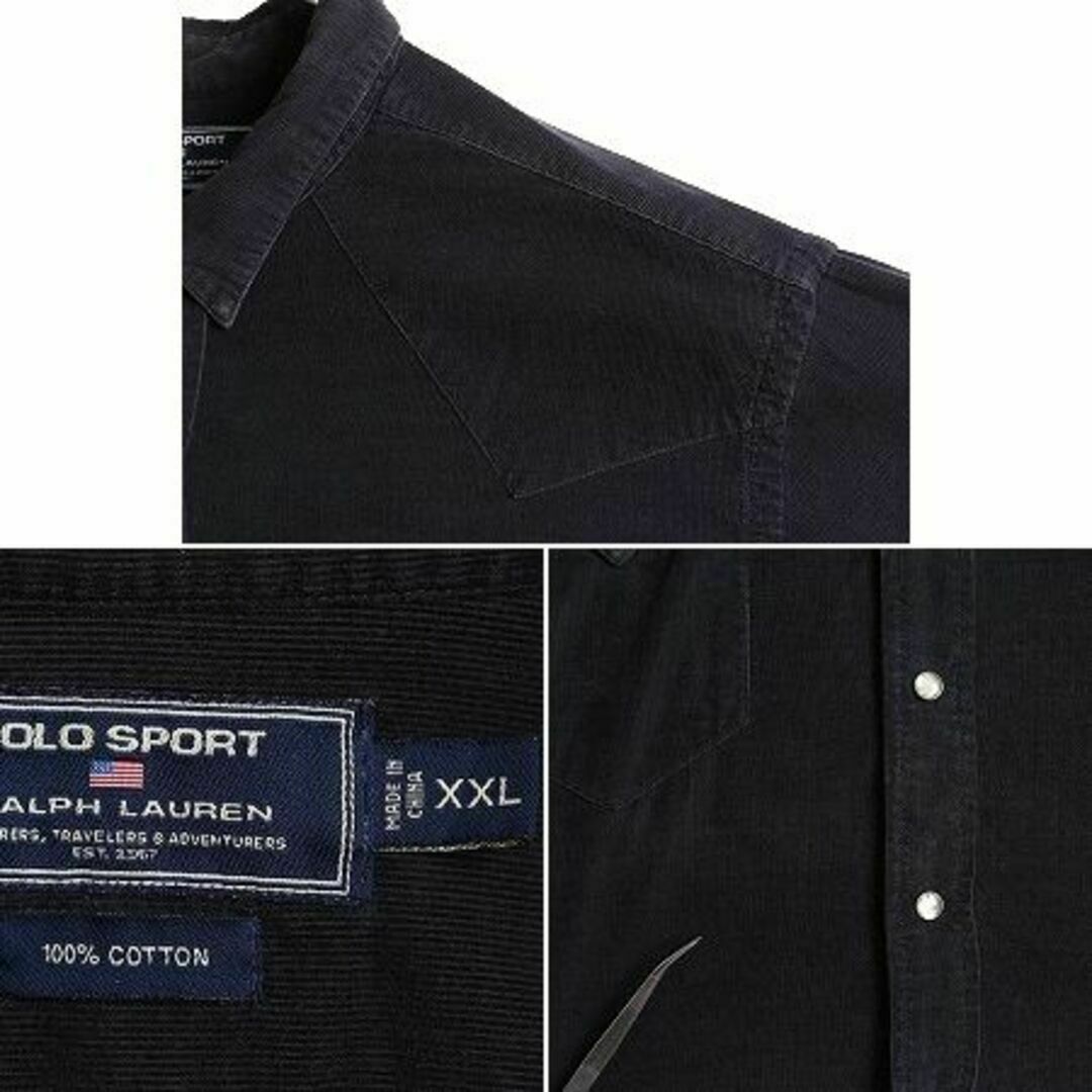 Ralph Lauren(ラルフローレン)の00s ポロスポーツ 細畝 コーデュロイ 長袖 ウエスタン シャツ 2XL 黒 メンズのトップス(シャツ)の商品写真