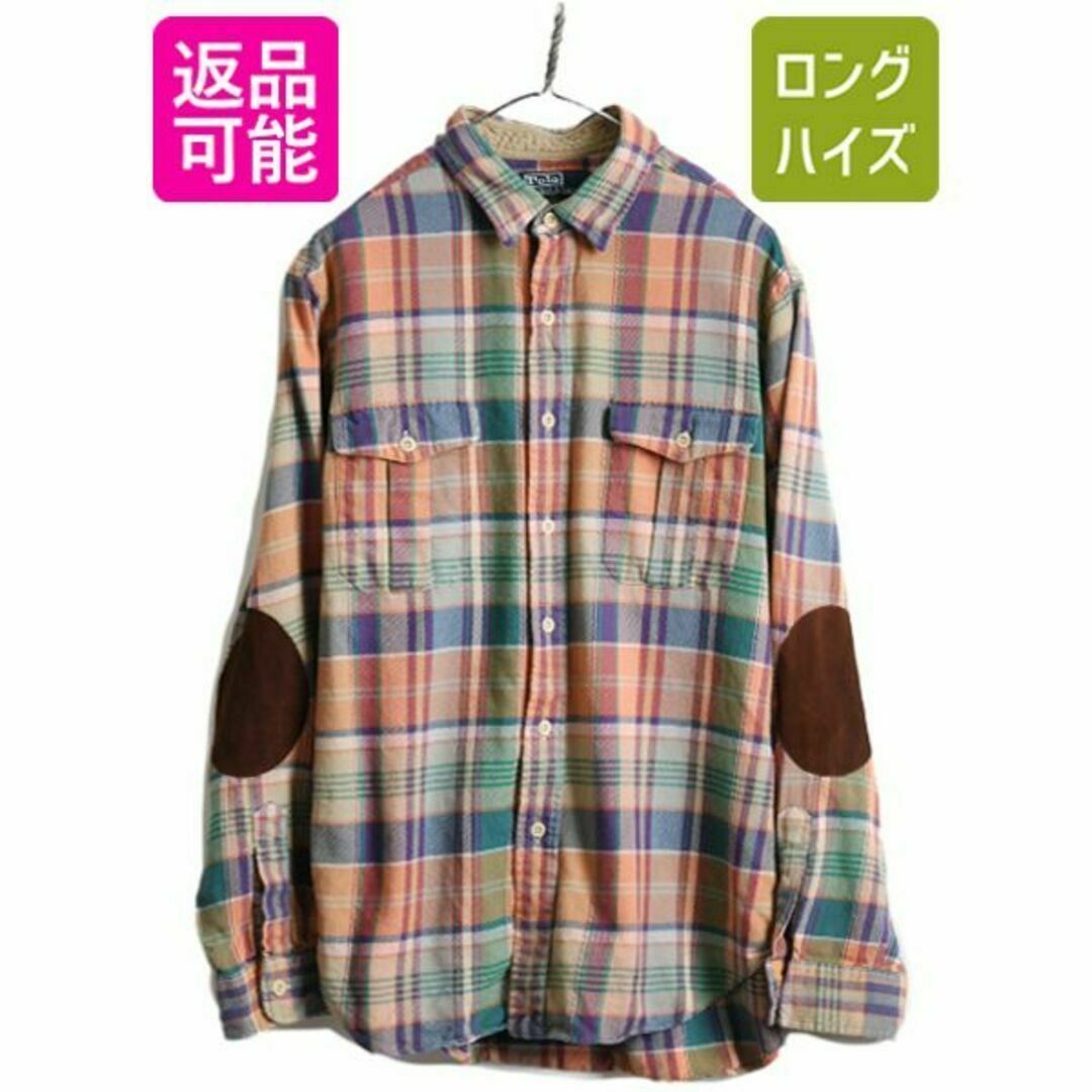 90s ポロ ラルフローレン チェック 長袖 ヘビー フランネル シャツ L