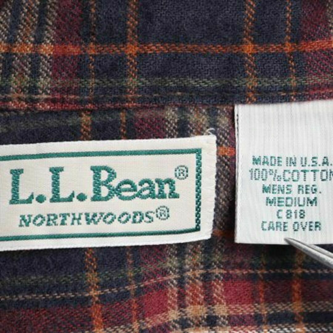 L.L.Bean(エルエルビーン)の80s USA製 エルエルビーン チェック ボタンダウン フランネルシャツ M メンズのトップス(シャツ)の商品写真