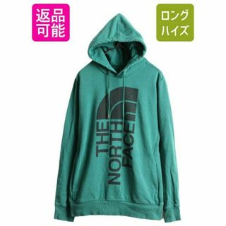 ザノースフェイス(THE NORTH FACE)のノースフェイス プリント スウェット フード パーカー M アウトドア グリーン(パーカー)