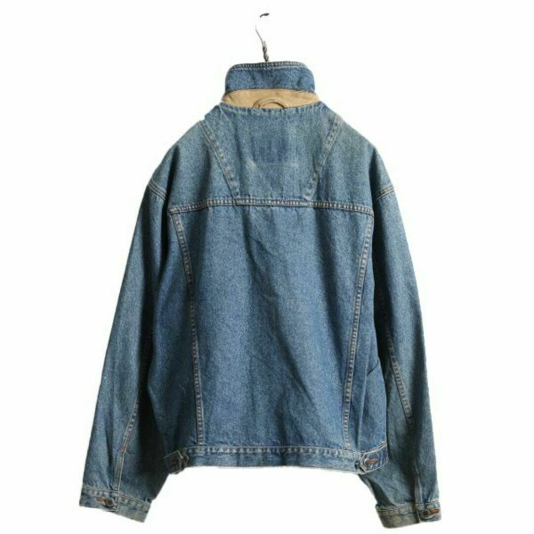 90s ティンバーランド 襟 本革 レザー デニム ジャケット M ジージャン メンズのジャケット/アウター(Gジャン/デニムジャケット)の商品写真