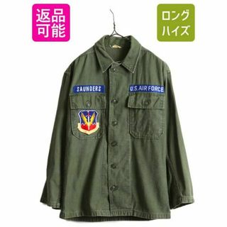 60s US ARMY コットン サテン ユーティリティシャツ S 筒袖 1st(シャツ)