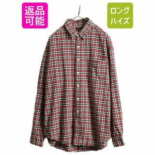 90s OLD GAP チェック 長袖 シャツ XL コットン 旧タグ 紺タグ(シャツ)