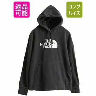 ザノースフェイス(THE NORTH FACE)のノースフェイス プリント スウェット パーカー L 黒 裏起毛 プルオーバー(パーカー)