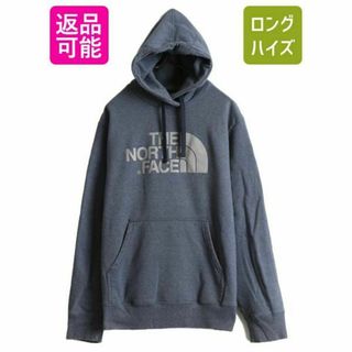 ザノースフェイス(THE NORTH FACE)のノースフェイス プリント スウェット パーカー L アウトドア プルオーバー 青(パーカー)