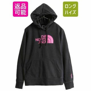 ザノースフェイス(THE NORTH FACE)のノースフェイス プリント スウェット パーカー L 黒 裏起毛 プルオーバー(パーカー)