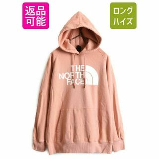 ザノースフェイス(THE NORTH FACE)のノースフェイス プリント スウェット フード パーカー L プルオーバー ピンク(パーカー)