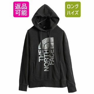 ザノースフェイス(THE NORTH FACE)のノースフェイス プリント スウェット パーカー S 黒 裏起毛 プルオーバー(パーカー)