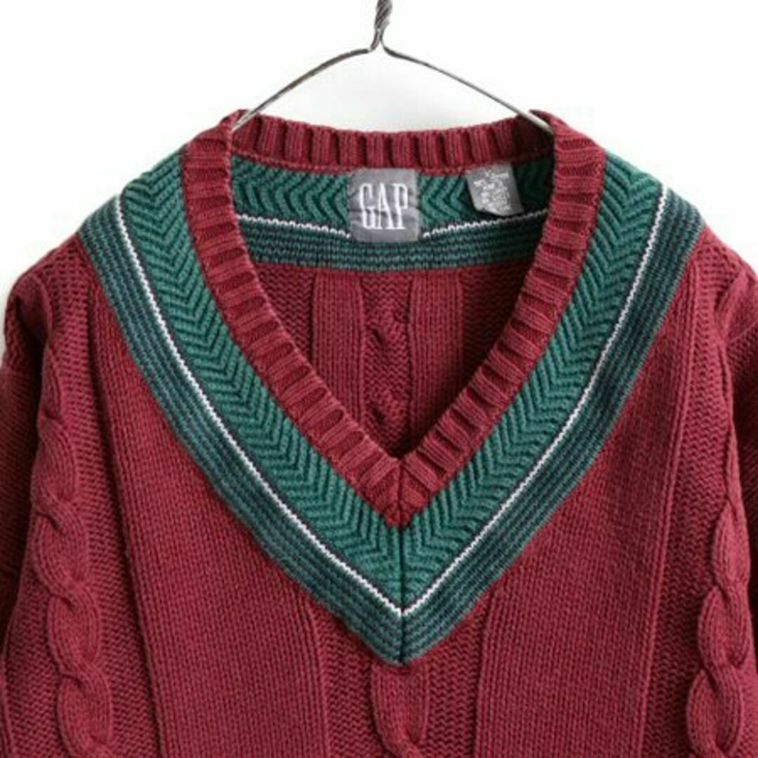 90s 旧タグ OLD GAP コットン チルデン ニット セーター XL 濃赤 90s 旧タグ OLD GAP コットン チルデン ニット セーター XL 濃赤