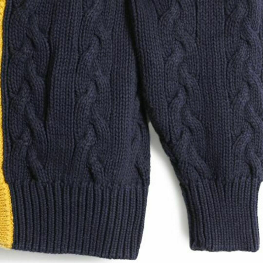 90s OLD GAP コットン チルデン ニット カーディガン L 前開き 紺の