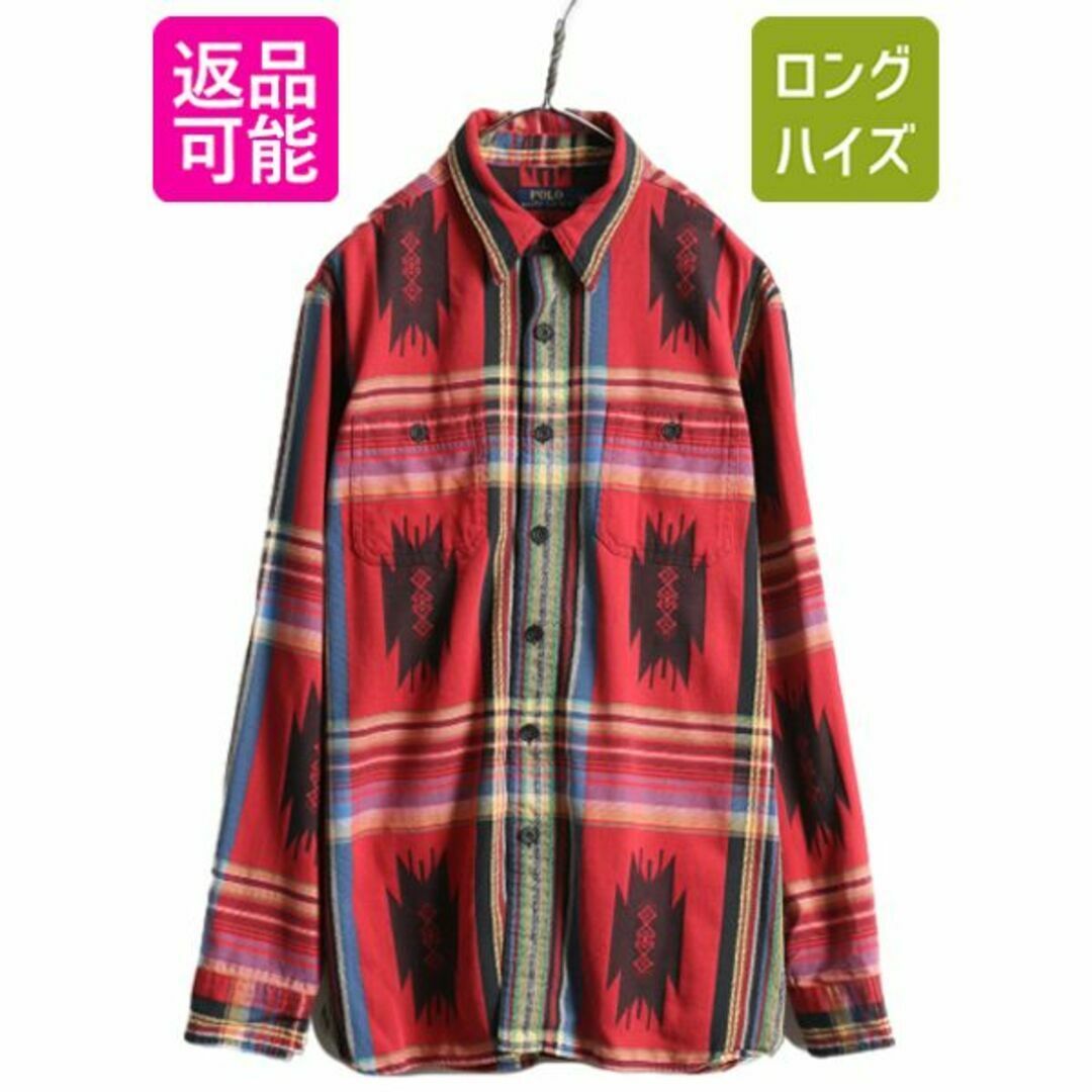 ポロ ラルフローレン ネイティブ柄 チェック 長袖 コットン シャツ L 総柄-
