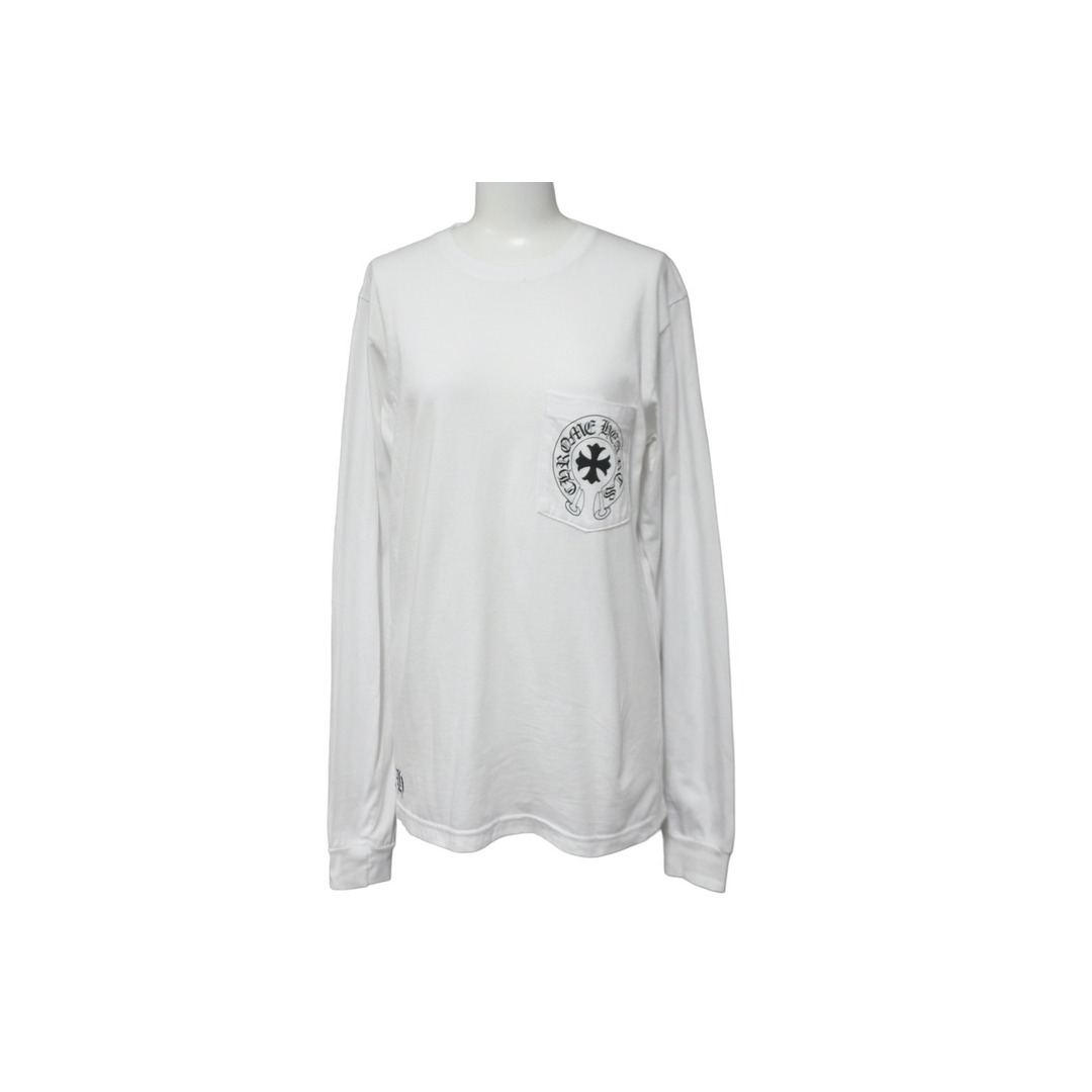 CHROME HEARTS クロムハーツ 長袖Ｔシャツ カットソー ロゴ入り ホワイト ブラック コットン サイズS 美品  55426