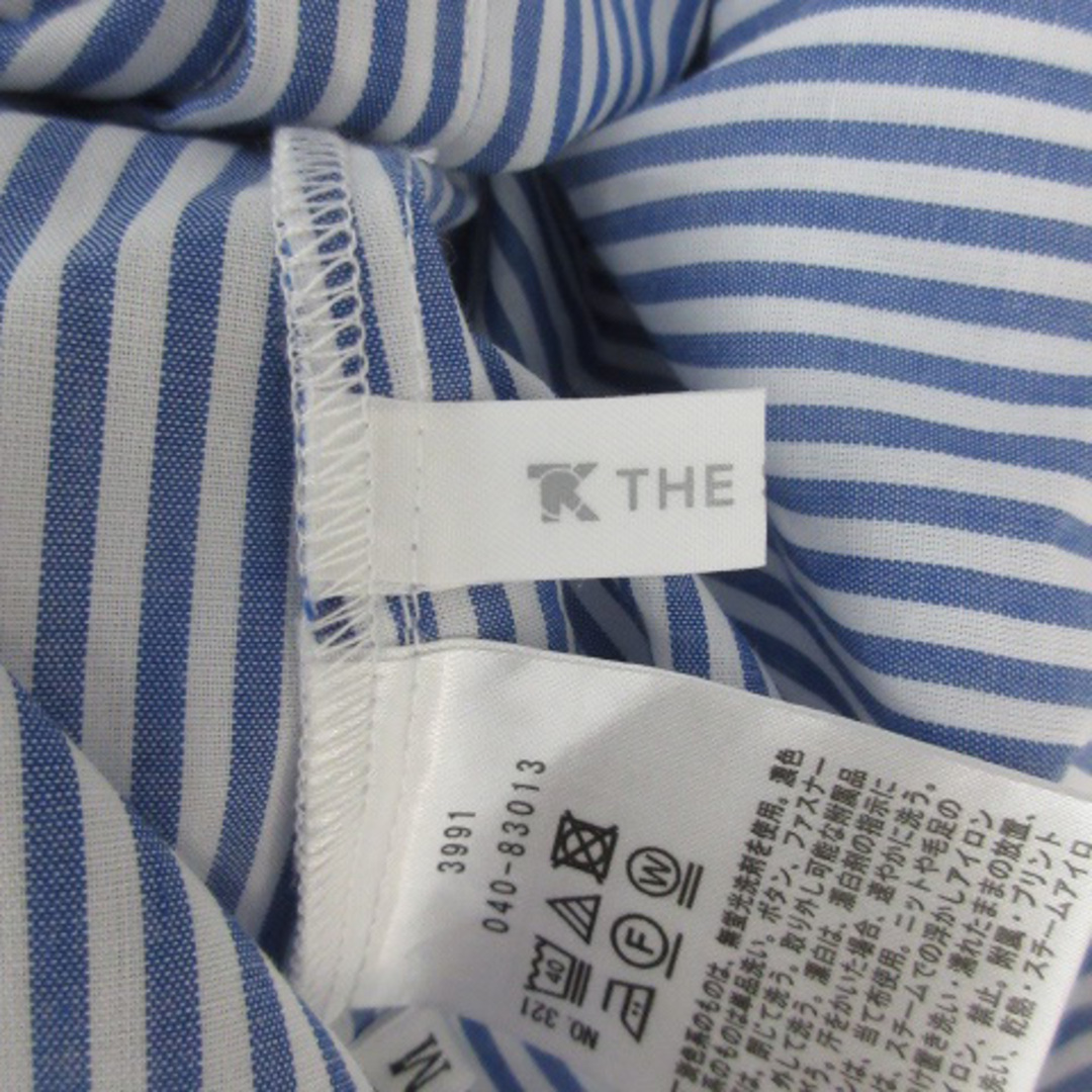 THE SHOP TK(ザショップティーケー)のザショップティーケー カジュアルシャツ 長袖 バンドカラー ストライプ柄 M 青 レディースのトップス(シャツ/ブラウス(長袖/七分))の商品写真
