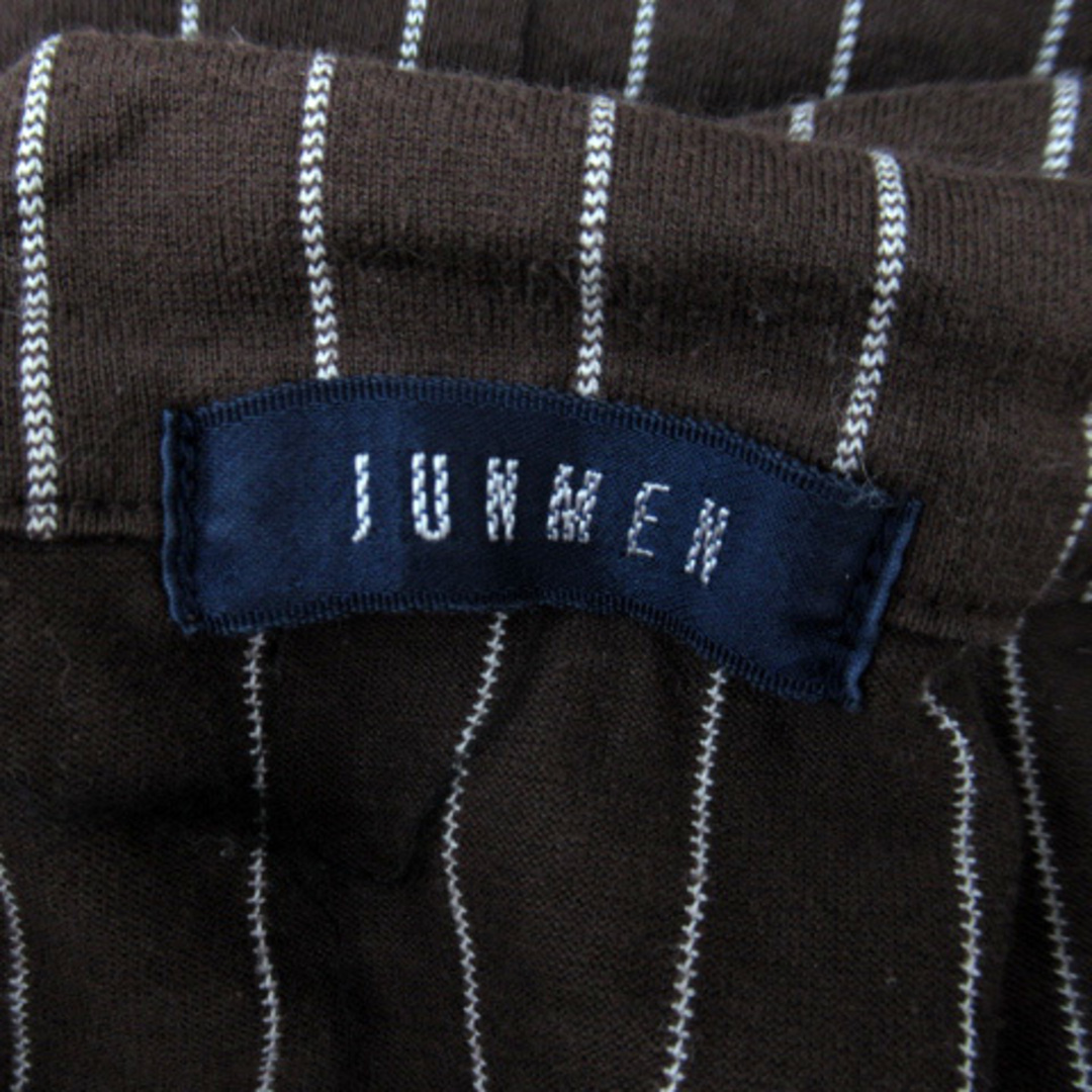 JUNMEN(ジュンメン)のジュンメン カジュアルシャツ 長袖 スタンドカラー ストライプ柄 L ブラウン メンズのトップス(シャツ)の商品写真