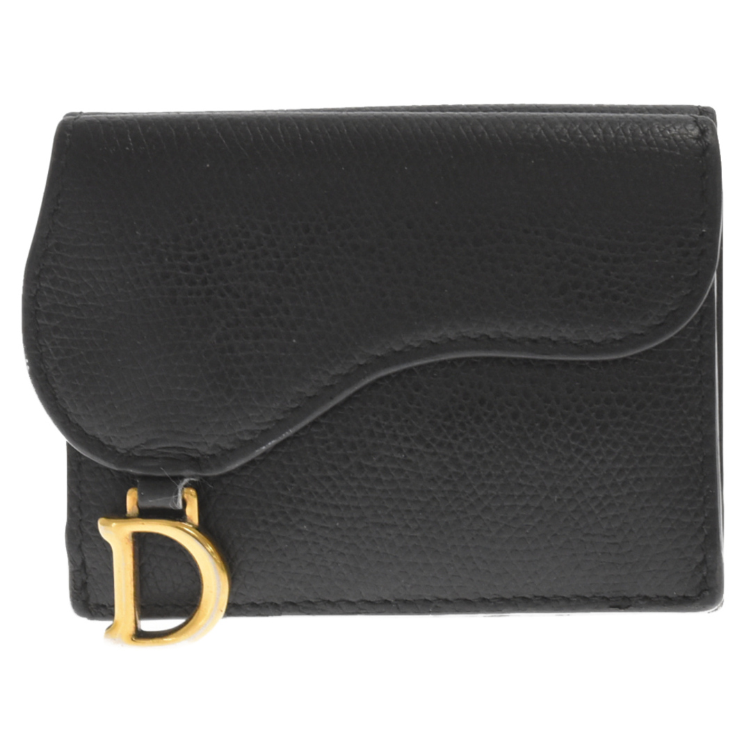 Christian Dior クリスチャンディオール サドルロータス レザーコンパクトウォレット ブラック 三つ折り財布のサムネイル