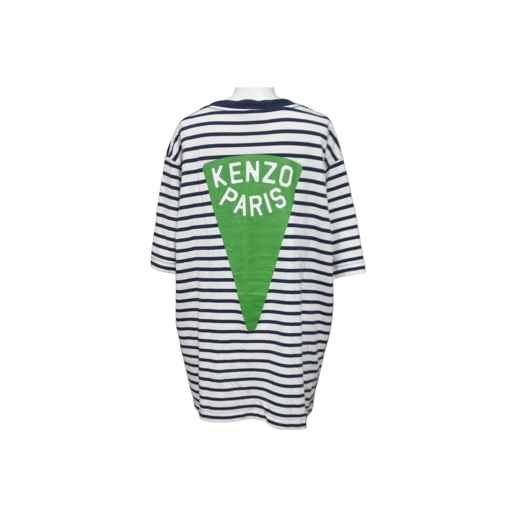 極美品 KENZO ケンゾー 半袖Ｔシャツ ストライプ ロゴ プリント クルーネック T シャツ NIGO FD55TS4364SL Mサイズ 中古  55600