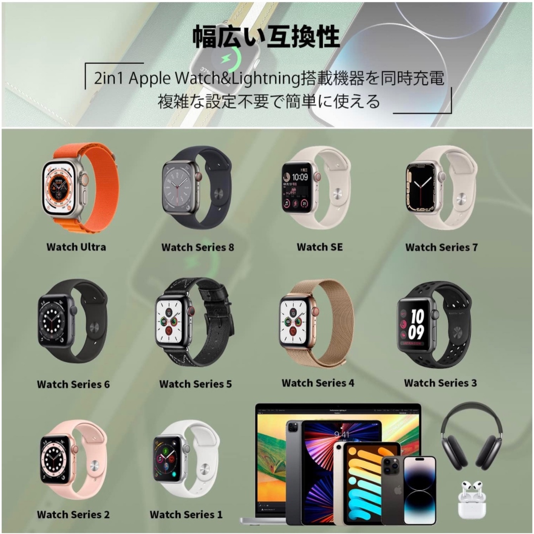 2in1 Apple Watch充電器 アップルウォッチ マグネット式 スマホ/家電/カメラのスマートフォン/携帯電話(その他)の商品写真