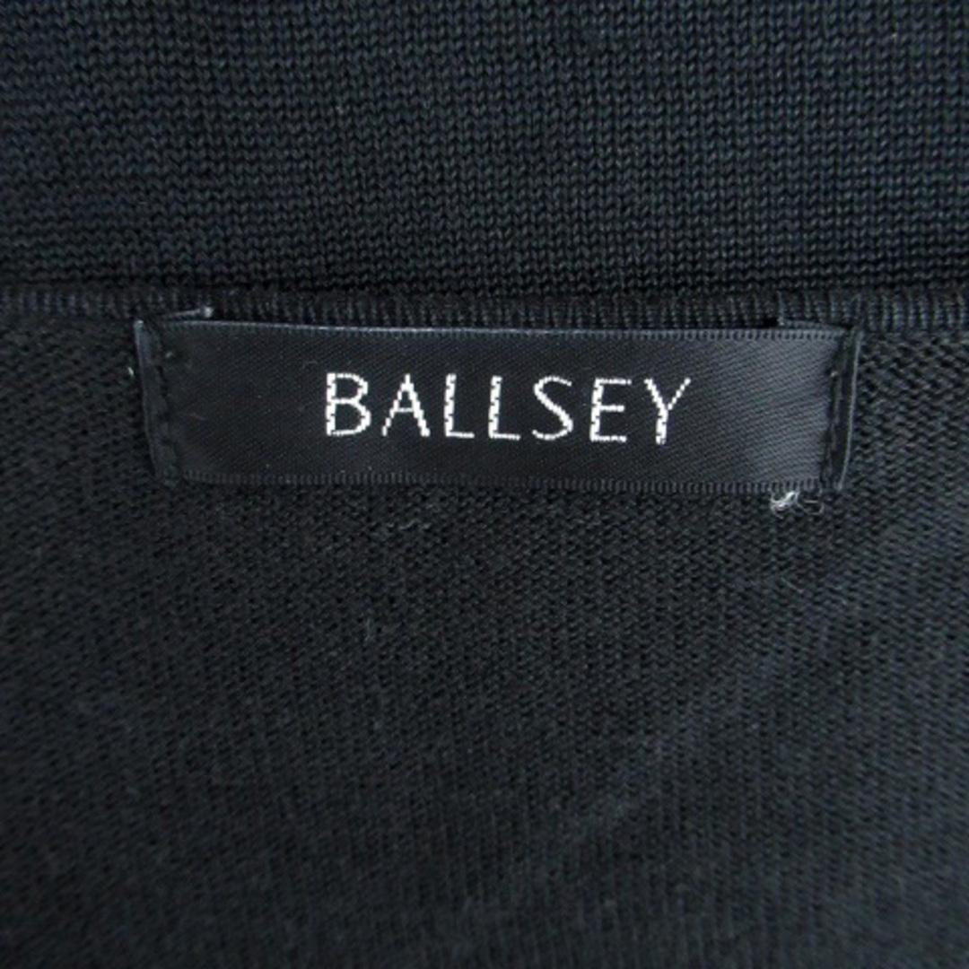 Ballsey(ボールジィ)のボールジー トゥモローランド ニットカーディガン 前開き 七分袖 シルク柄 黒 レディースのトップス(カーディガン)の商品写真