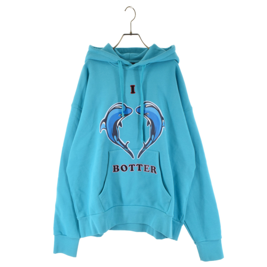 BOTTER ボッター DOLPHIN LOGO PRINT HOODIE ドルフィン ロゴプリント プルオーバーパーカー ブルー