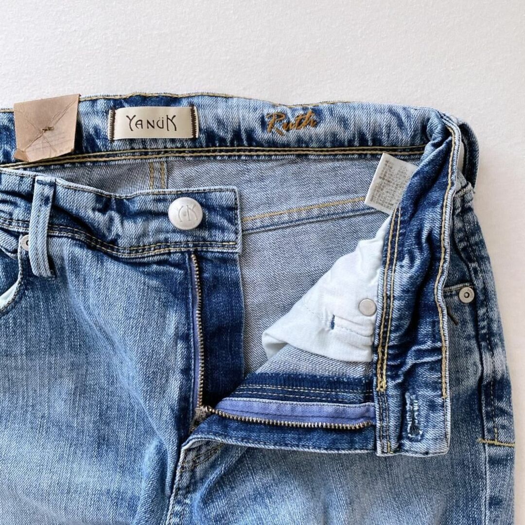新品✨ヤヌーク ルース カットオフ ストレッチ スリムテーパードデニム