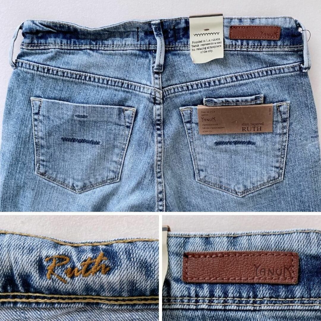 新品✨ヤヌーク ルース カットオフ ストレッチ スリムテーパードデニム W26