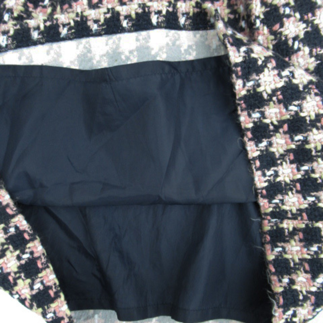 クチュールブローチ 台形スカート ツイード 38 マルチカラー 紺 ピンク レディースのスカート(ひざ丈スカート)の商品写真