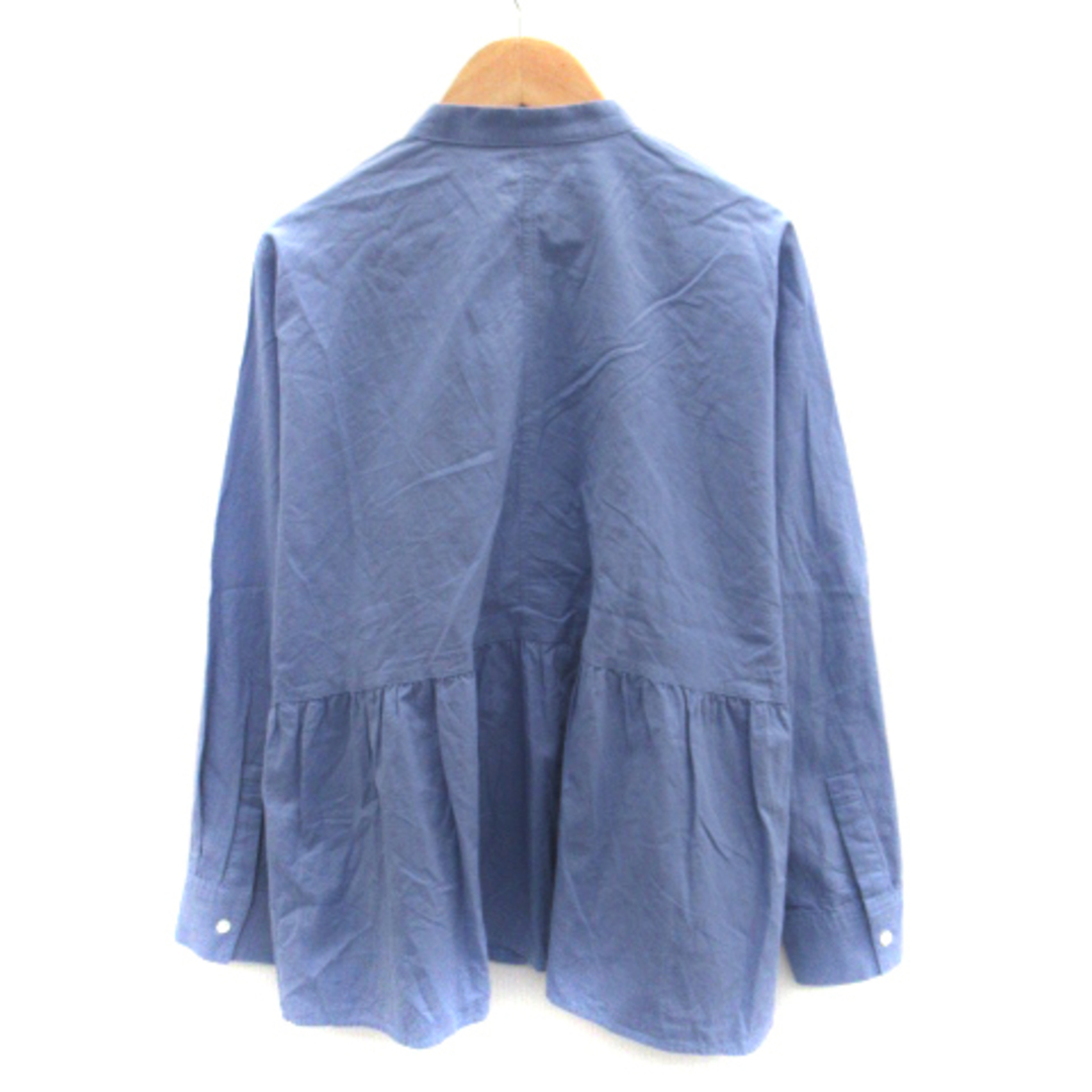 MELROSE(メルローズ)のメルローズ MELROSE シャツ ブラウス 長袖 バンドカラー 刺繍 青 レディースのトップス(シャツ/ブラウス(長袖/七分))の商品写真
