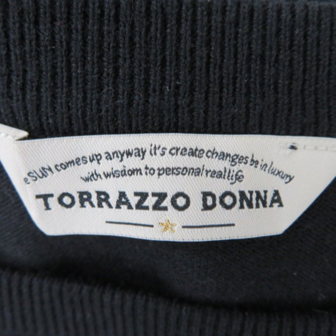 TORRAZZO DONNA(トラッゾドンナ)のトラッゾドンナ ニット カットソー 長袖 ラウンドネック レース 無地 黒  レディースのトップス(ニット/セーター)の商品写真