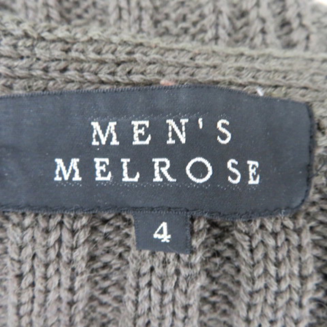 MEN'S MELROSE(メンズメルローズ)のメンズメルローズ ニット セーター 長袖 Vネック 無地 ウール 4 カーキ メンズのトップス(ニット/セーター)の商品写真