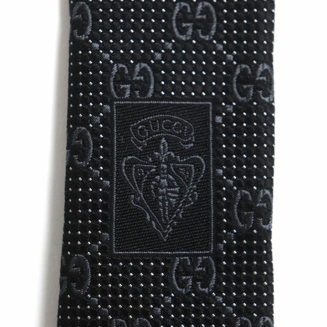 Gucci - 極美品▽GUCCI グッチ GG柄 シルク100% ネクタイ ブラック