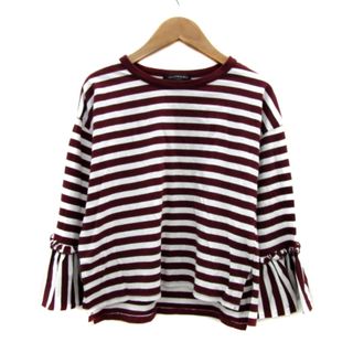 ページボーイ(PAGEBOY)のページボーイ アリシア Tシャツ カットソー 長袖 ボーダー柄 F 白 ボルドー(Tシャツ(長袖/七分))