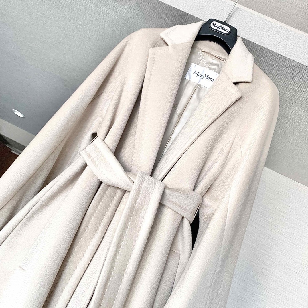 新品同様‼️最高級 白タグ マックスマーラ 艶感美しい アルパカベルテッドコート | フリマアプリ ラクマ