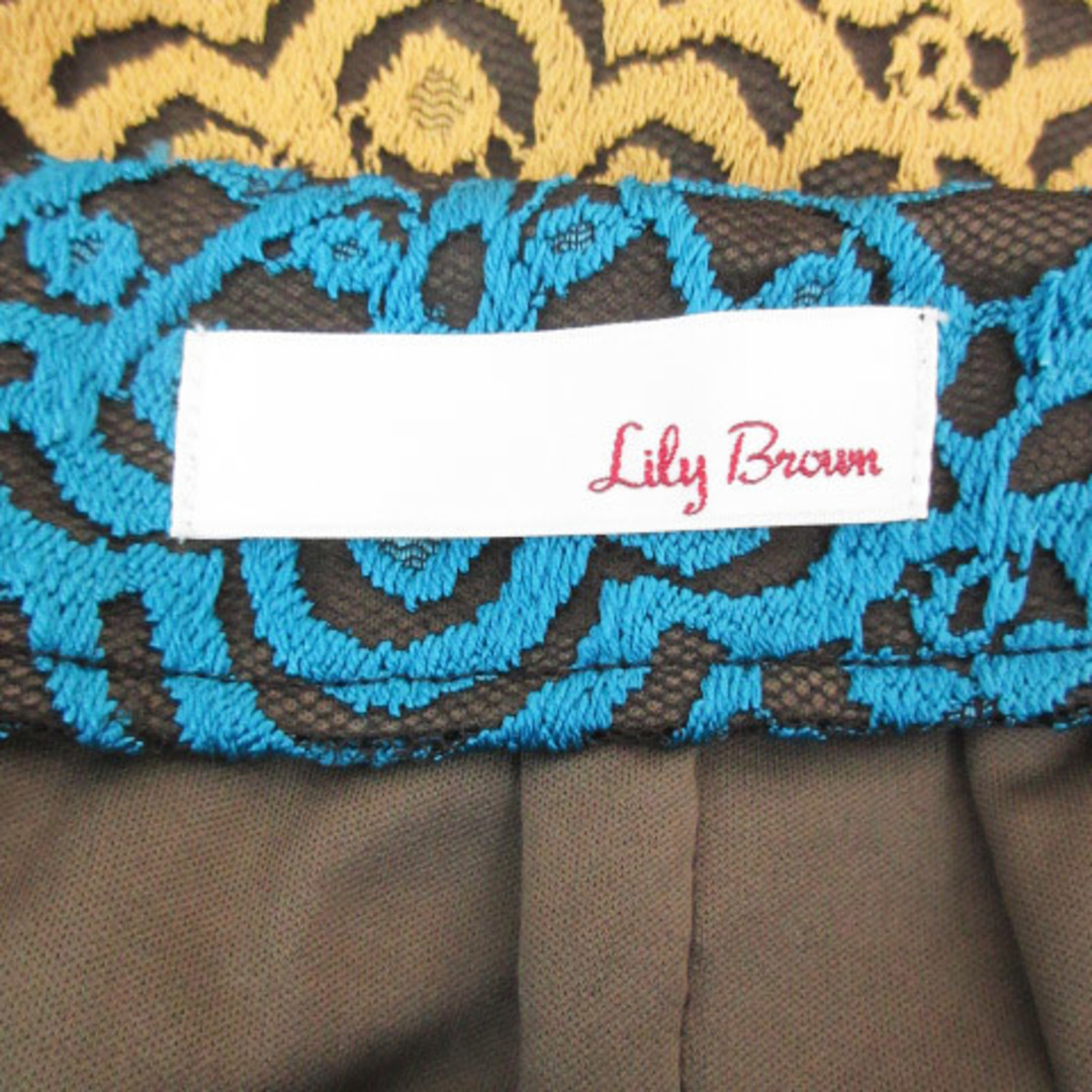Lily Brown(リリーブラウン)のリリーブラウン タイトスカート ひざ丈 ボーダー柄 0 ダークブラウン 水色 レディースのスカート(ひざ丈スカート)の商品写真