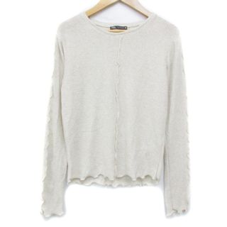 ザラ(ZARA)のザラ ニット カットソー 長袖 ラウンドネック ラメ S ベージュ シルバー(ニット/セーター)