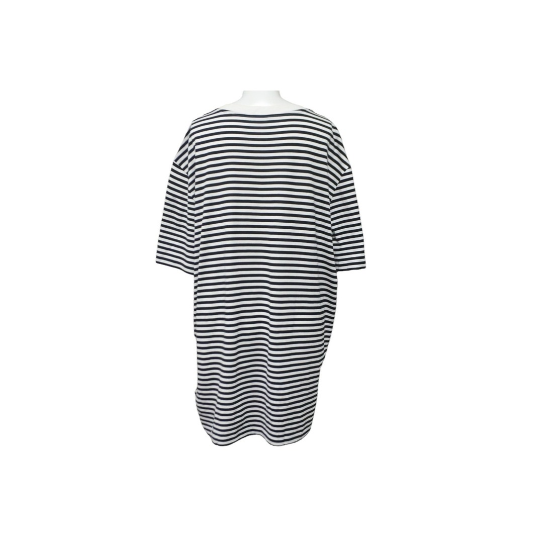 MONCLER モンクレール Tシャツ サイズ:XL 21SS 金箔 ロゴ プリント ボーダー リンガーネック 半袖 MAGLIA T-SHIRT G10918C7E010 829GR グリーン ホワイト トップス カットソー ブランド カジュアル【メンズ】【美品】